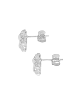 Aretes redondos Fianelli Ezia de oro blanco con acabado brillante diamante