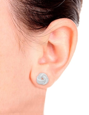 Aretes redondos Fianelli Ezia de oro blanco con acabado brillante diamante