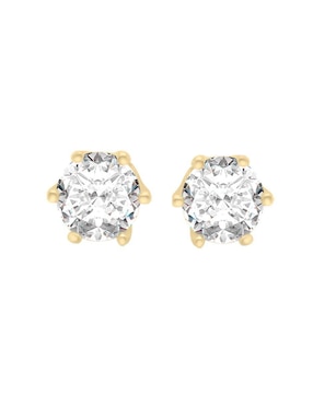 Broqueles Redondos Fianelli Serena De Oro Brillante 14 K Diamante