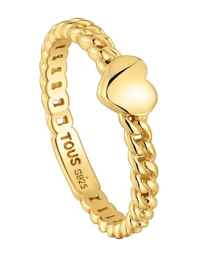 Anillo de corazón Tous Bold motif de plata P 925 con acabado baño de oro