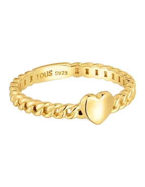 Anillo de corazón Tous Bold motif de plata P 925 con acabado baño de oro