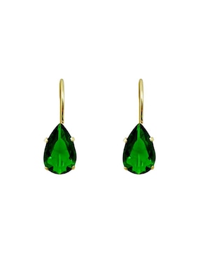 Aretes Cortos De Gota De Oro 10 K Zirconia