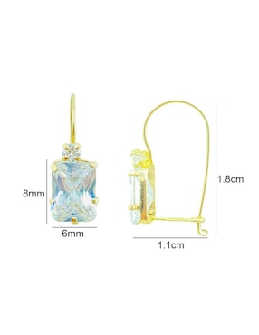 Aretes rectangulares Mancini de oro con acabado brillante zirconia