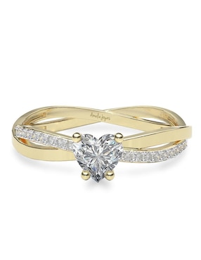 Anillo De Compromiso De Oro 14 K Amelie Joyas Zirconia