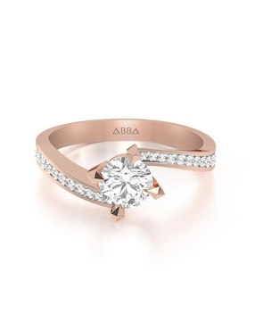 Anillo De Compromiso De Oro 14 K Abba Joyas Zirconia