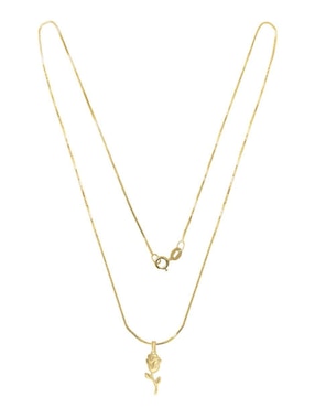 Colgante Y Dije de flor Fianelli rosa baccara de oro amarillo 14 K