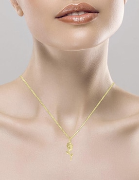 Colgante Y Dije de flor Fianelli rosa baccara de oro amarillo 14 K