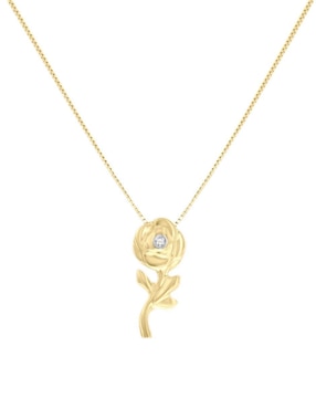 Colgante Y Dije De Flor Fianelli Rosa Centifolia De Oro Amarillo 14 K Diamante