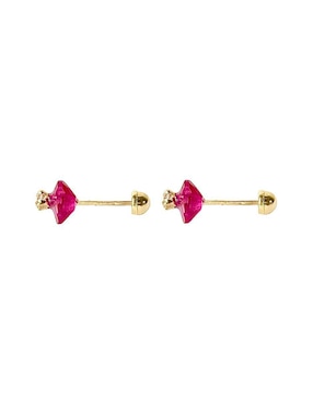 Broqueles de flor Mancini de oro zirconia