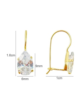 Aretes de gota Mancini de oro amarillo 10 K con acabado liso zirconia
