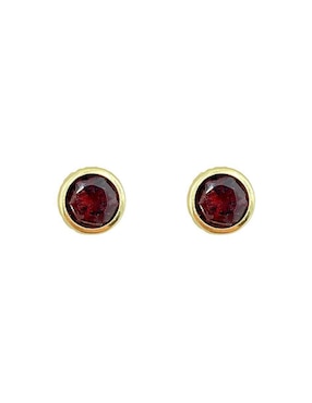 Broqueles redondos Mancini de oro amarillo 14 K con acabado brillante granate