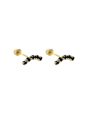 Broqueles Mancini de oro con acabado brillante zirconia