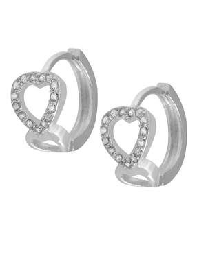 Aretes de corazón Unlimited By Ob de plata P 925 con acabado brillante zirconia