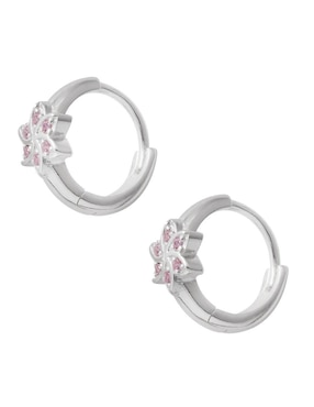 Aretes de flor Unlimited By Ob de plata P 925 con acabado brillante zirconia
