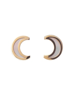 Broqueles De Luna Giallo Exclusiva De Oro Amarillo Espejo 14 K Madre Perla