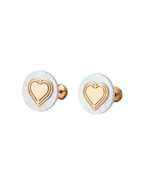 Broqueles de corazón Giallo Exclusiva de oro con acabado espejo madre perla