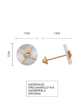 Broqueles de estrella Giallo Exclusiva de oro con acabado espejo zirconia