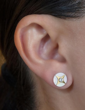 Broqueles de estrella Giallo Exclusiva de oro con acabado espejo zirconia