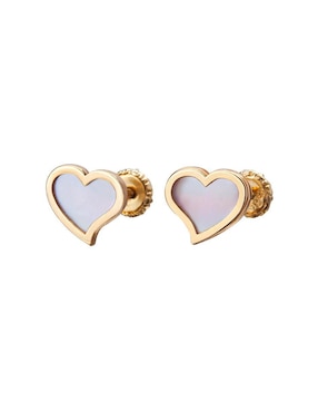 Broqueles de corazón Giallo Exclusiva de oro con acabado espejo madre perla