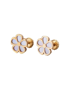 Broqueles de flor Giallo Exclusiva de oro con acabado espejo madre perla