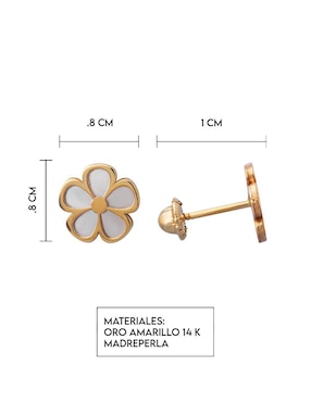 Broqueles de flor Giallo Exclusiva de oro con acabado espejo madre perla