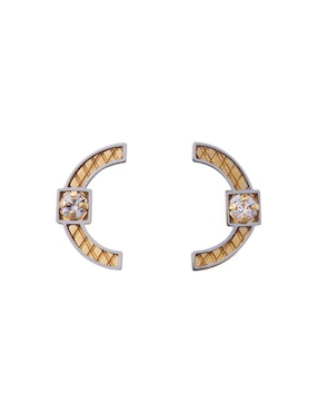 Broqueles Circulares Giallo Exclusiva De Oro Amarillo Espejo 14 K Zirconia