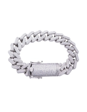 Pulsera Boscaini De Plata P 925 Full Ice Miami Cuban Link Con Acabado Pavé