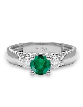Anillo de compromiso de oro 14 k Amelie Joyas esmeralda