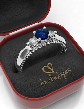 Anillo de compromiso de oro 14 k Amelie Joyas zafiro