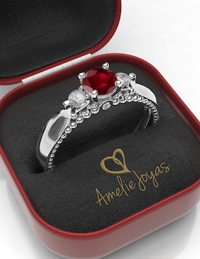 Anillo de compromiso de oro 14 k Amelie Joyas rubí