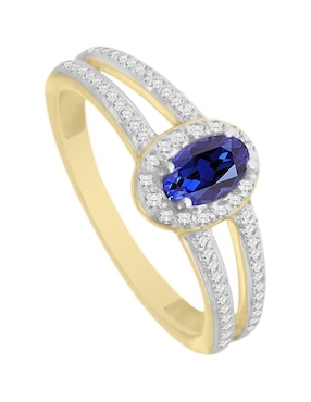 Anillo Fascinare Oriana 14 k de oro amarillo zafiro y diamante brillante