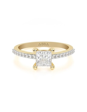 Anillo De Compromiso De Oro 10 K Abba Joyas Zirconia