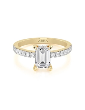 Anillo De Compromiso "de" Oro 10 K Abba Joyas Zirconia