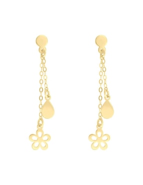 Aretes Largos De Flor Fianelli Spring De Oro Amarillo Brillante 14 K