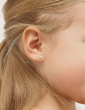 Broqueles redondos In Season Jewelry de oro con acabado brillante perla