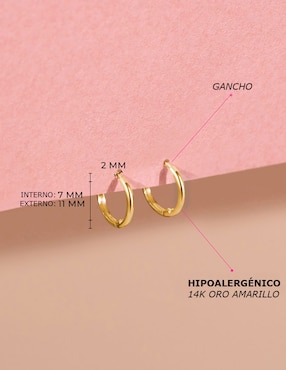 Aretes de aro redondos In Season Jewelry de oro con acabado brillante
