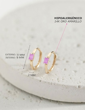 Aretes de aro redondos In Season Jewelry de oro con acabado brillante zirconia cúbica