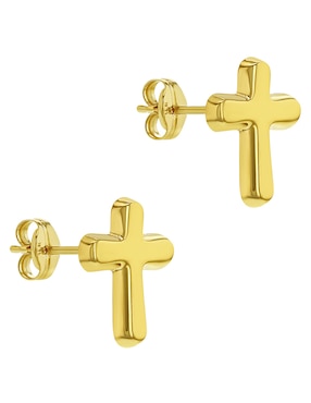 Broqueles de cruz In Season Jewelry de oro con acabado brillante