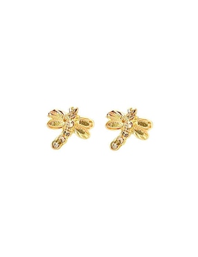 Broqueles de libélula Mancini de oro con acabado brillante zirconia