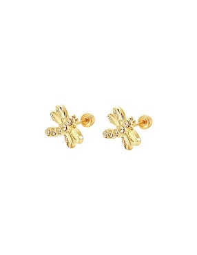 Broqueles de libélula Mancini de oro con acabado brillante zirconia
