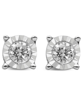 Broqueles Jayda de oro blanco 14 K con acabado brillante diamante