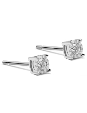 Broqueles Jayda de oro blanco 14 K con acabado brillante diamante