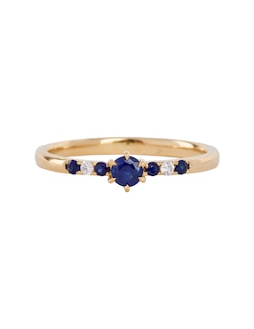 Anillo Jayda 14 k de oro zafiro y diamante brillante