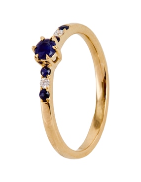 Anillo Jayda 14 k de oro zafiro y diamante brillante