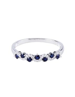 Anillo Jayda 14 k de oro blanco zafiro y diamante pavé