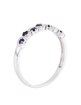 Anillo Jayda 14 k de oro blanco zafiro y diamante pavé