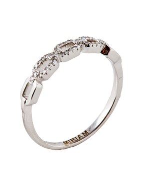 Anillo de eslabones Jayda 14 k de oro blanco diamante pavé