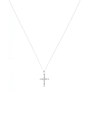 Collar de cruz Jayda de oro blanco 14 K