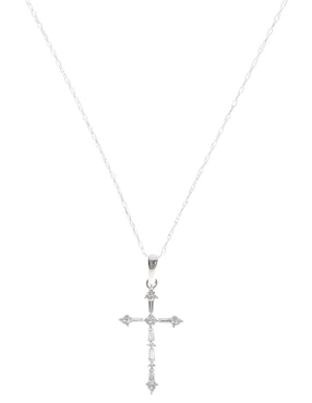 Collar de cruz Jayda de oro blanco 14 K