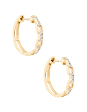 Aretes huggies Jayda de oro 14 K con acabado pulido diamante